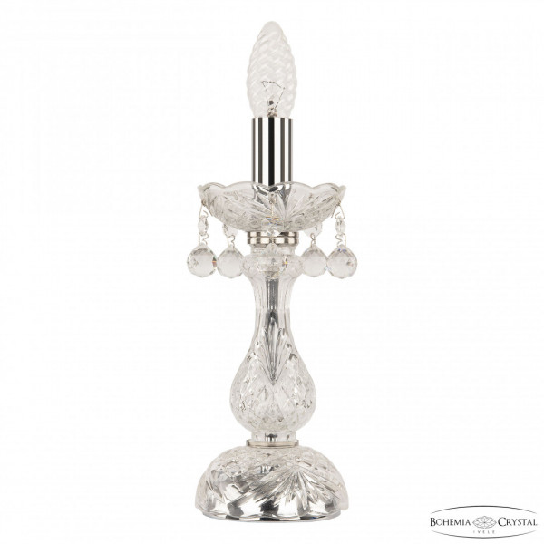 Настольная лампа с хрустальными подвесками 108L/1-27 Ni Bohemia Ivele Crystal