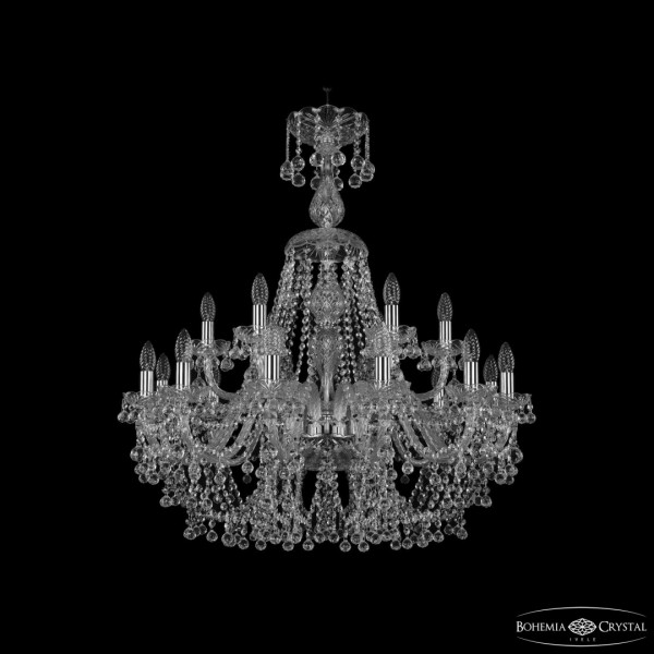 Люстра хрустальная 1409/12+6/300/XL-95 Ni Bohemia Ivele Crystal
