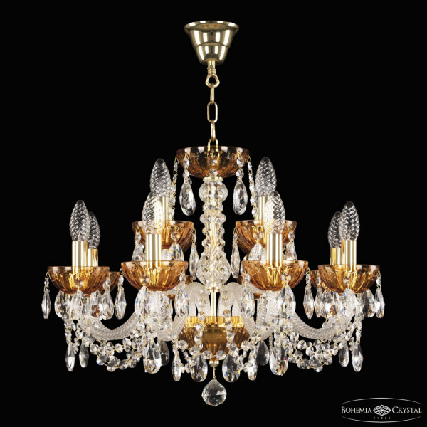 Люстра 5402/8+4/195 G Amber/M-1H Bohemia Ivele Crystal