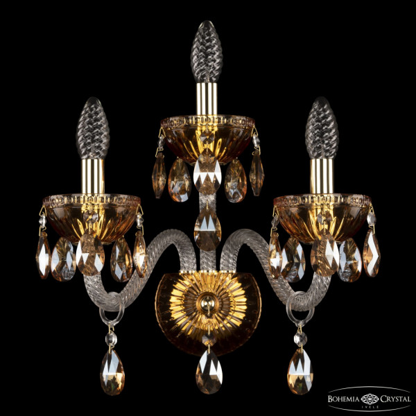 Бра 5417B/2+1/165 G Amber/M-1G K721 Bohemia Ivele Crystal