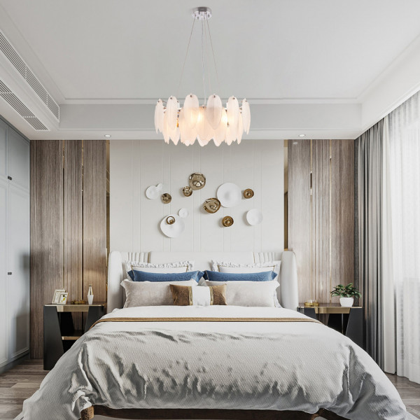 Люстра с плафоном в виде перьев 4653.D550.H240.E14.6 Ni Arte Milano