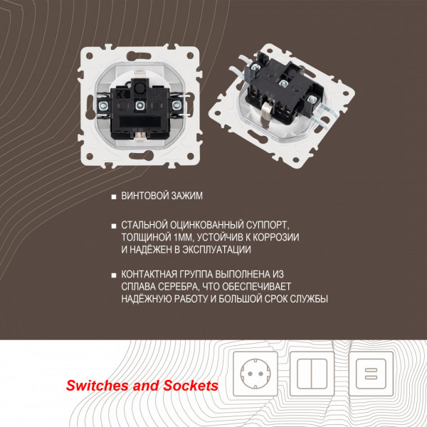 Розетка с заземлением и шторками, 16A 250V 205.40-1.white