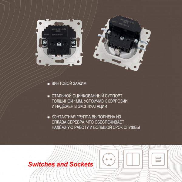 Розетка с заземлением, шторками + USB, 16A 250V, USB DC 5V 2.1A 203.47-1.white