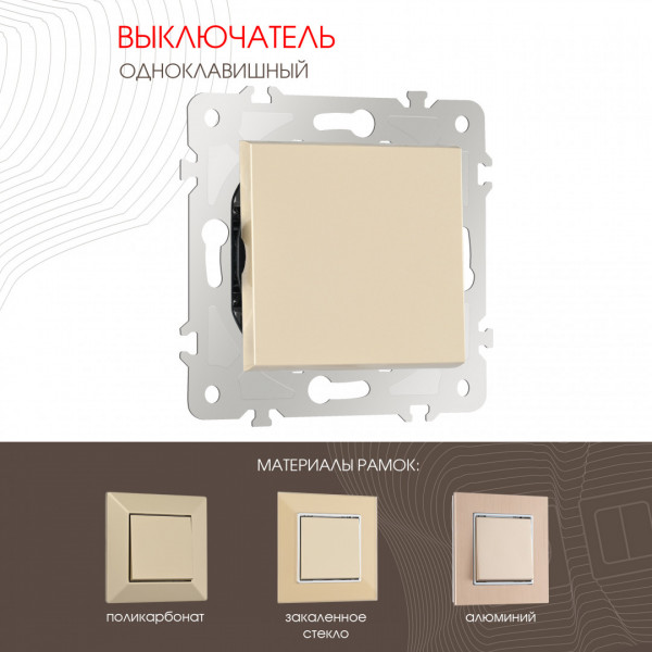 Выключатель одноклавишный, 10AX 250V 203.30-1.shampan