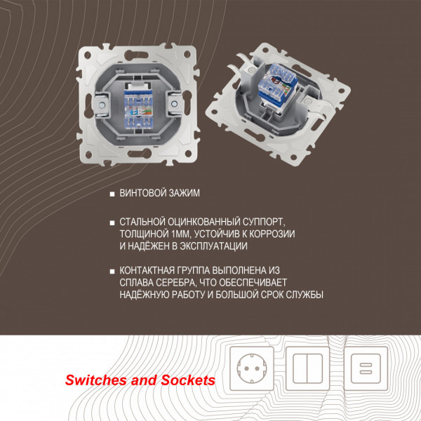 Розетка интернет, RJ45 205.45-1.silver