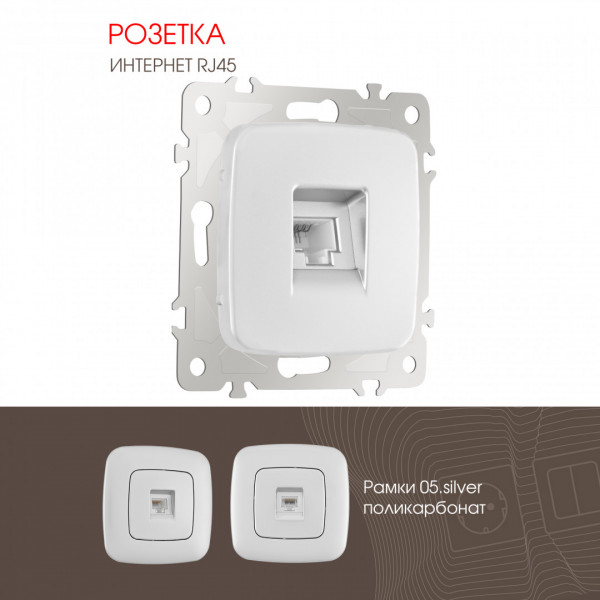 Розетка интернет, RJ45 205.45-1.silver