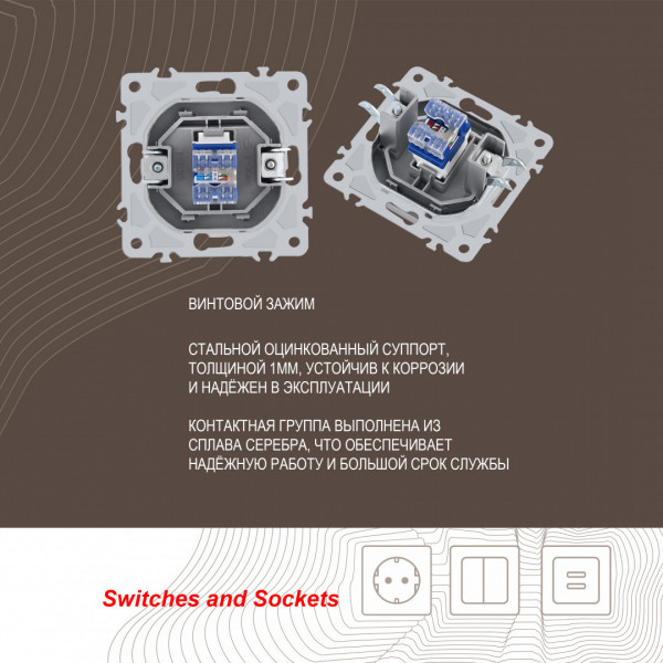 Розетка интернет, RJ45 206.45-1.silver