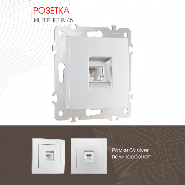 Розетка интернет, RJ45 206.45-1.silver