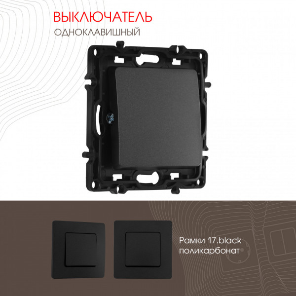 Выключатель одноклавишный, 10AX 250V 217.30-1.black