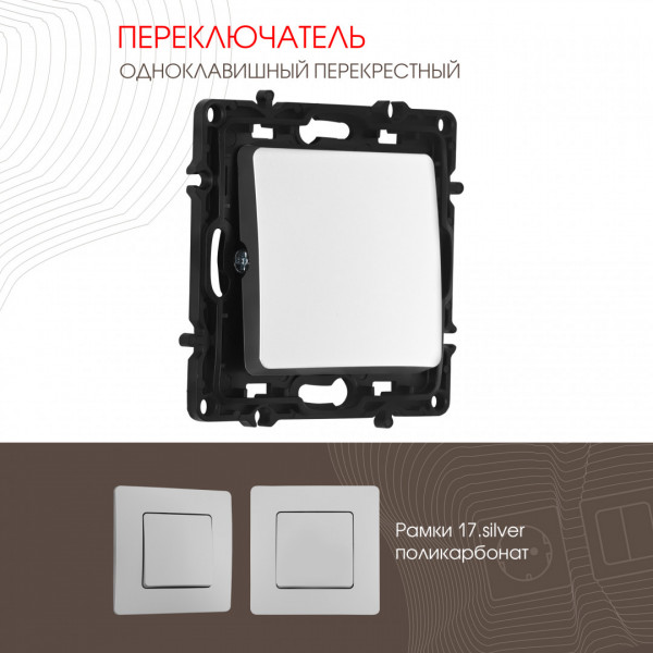 Переключатель одноклавишный перекрёстный, 10AX 250V 217.34-1.silver