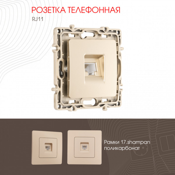 Розетка телефонная, RJ11 217.51-1.shampan
