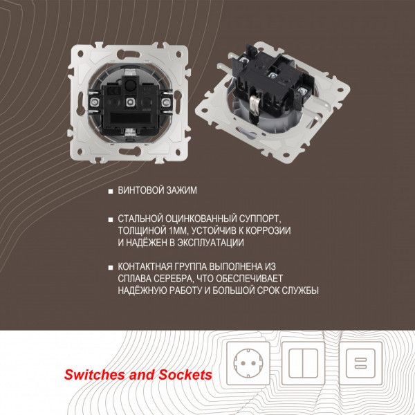 Розетка с заземлением, шторками и защитной крышкой, 16A 250V 202.41-1.silver
