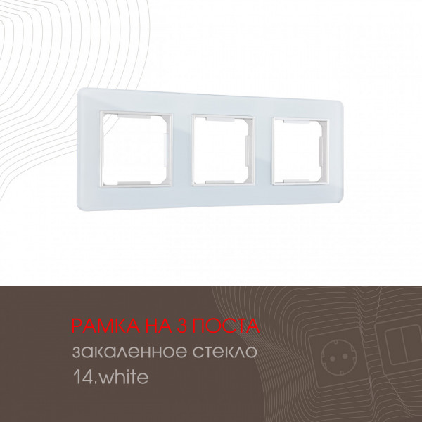 Рамка из закаленного стекла на 3 поста 503.14-3.white