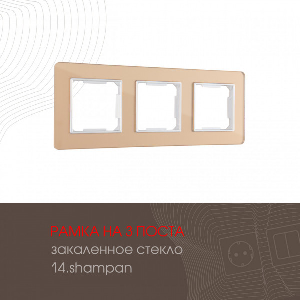 Рамка из закаленного стекла на 3 поста 503.14-3.shampan