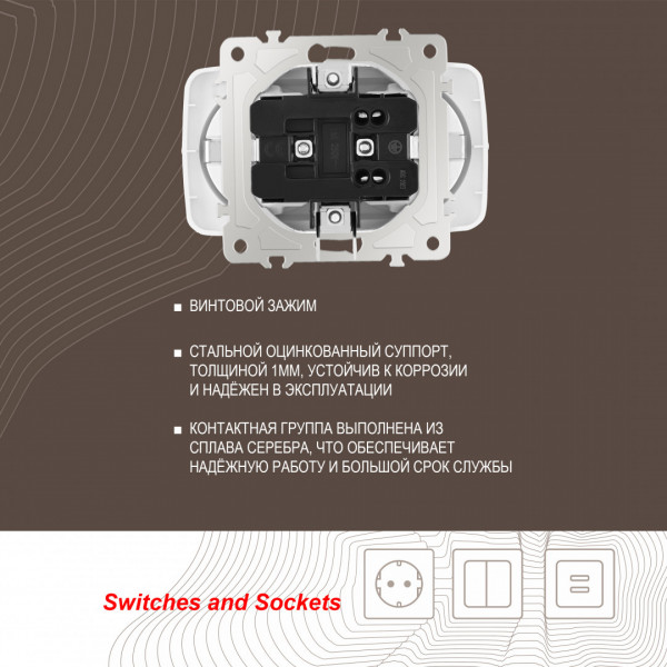 Розетка двойная с заземлением, 16A 250V 205.40-2.white