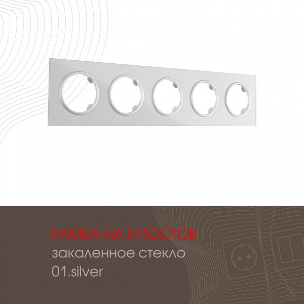 Рамка из закаленного стекла на 5 постов 502.01-5.silver