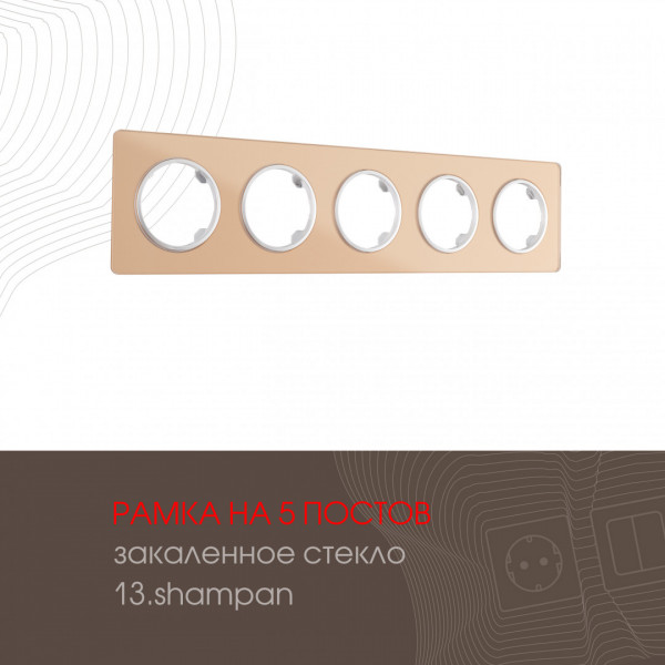 Рамка из закаленного стекла на 5 постов 502.13-5.shampan