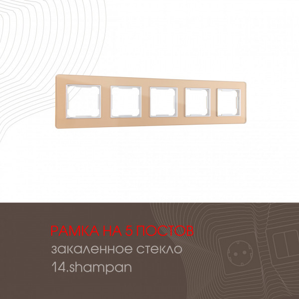 Рамка из закаленного стекла на 5 постов 503.14-5.shampan