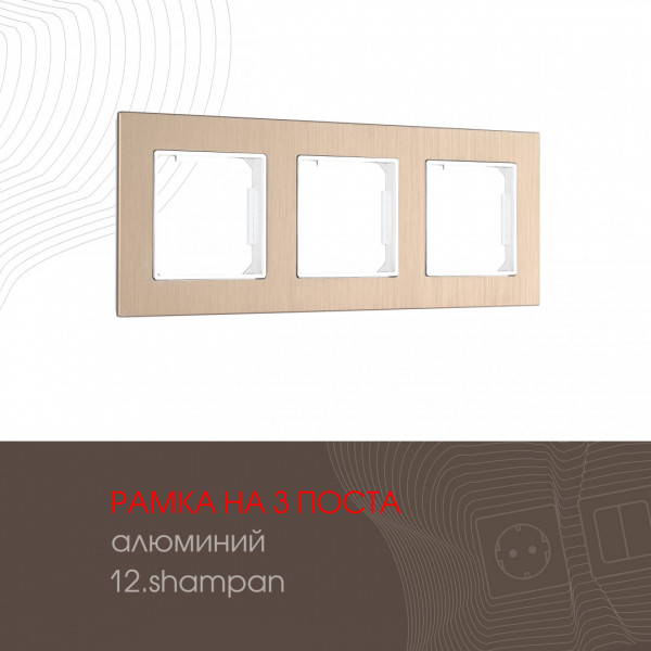 Рамка из алюминия на 3 поста 503.12-3.shampan