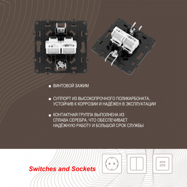 Розетка телефонная RJ11 + компьютерная RJ45 217.44-1.black
