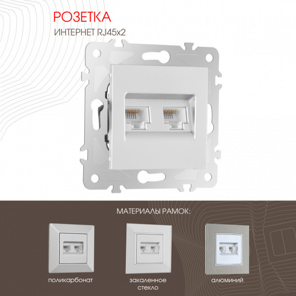 Розетка интернет RJ45 х 2 203.45-2.silver