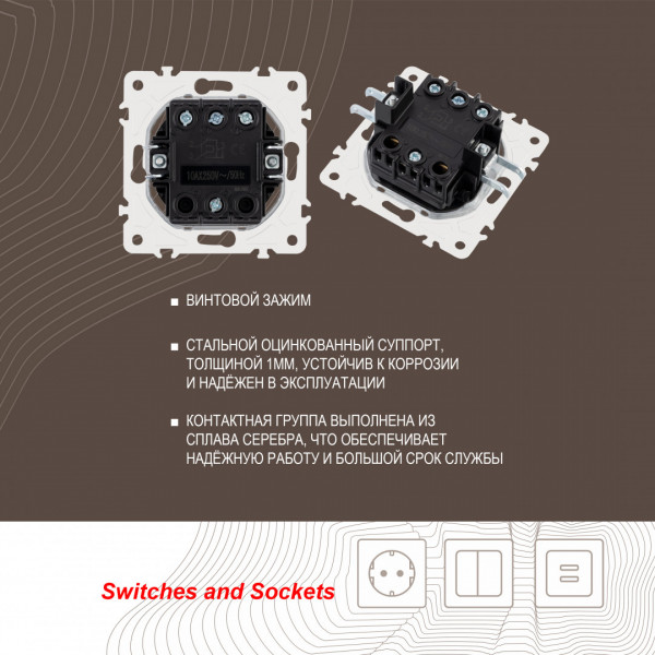 Переключатель одноклавишный перекрёстный, 10AX 250V 205.34-1.shampan