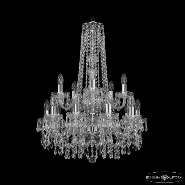 Люстра хрустальная 1403/10+5/195/h-77/2d Ni Bohemia Ivele Crystal