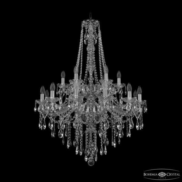 Люстра хрустальная 1415/12+6/300/h-112/2d Ni Bohemia Ivele Crystal
