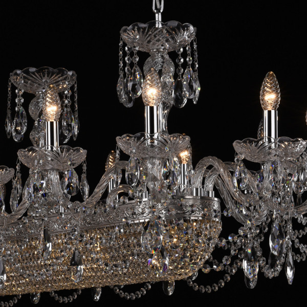 Люстра хрустальная 1453/18/195/1500 Ni Bohemia Ivele Crystal