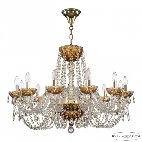 Люстра хрустальная 5402/12/300 G Amber/M-1G Bohemia Ivele Crystal