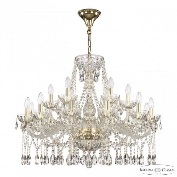 Люстра хрустальная 5413/12+6/300 G Clear/M-1H Bohemia Ivele Crystal
