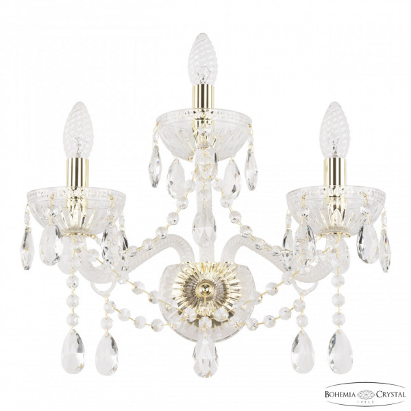 Бра хрустальные 5413B/2+1/165 G Clear/M-1G Bohemia Ivele Crystal