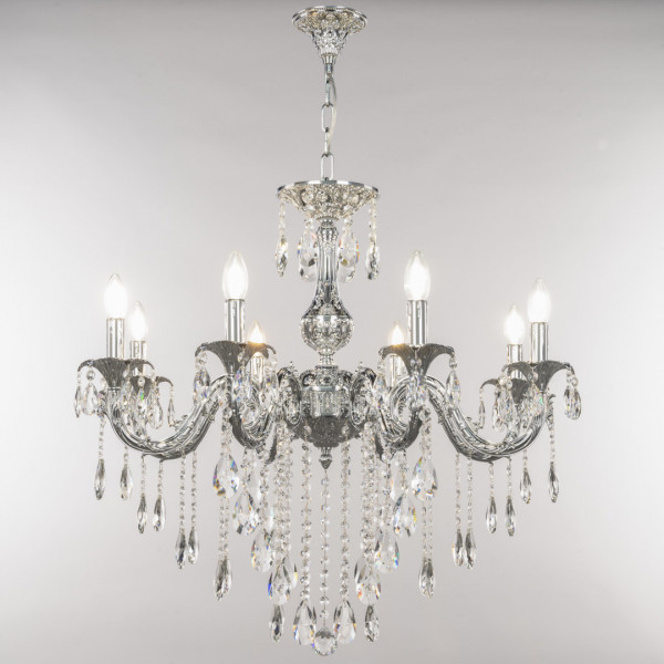 Люстра с хрустальными подвесками AL79101/8/250 B Ni Bohemia Ivele Crystal